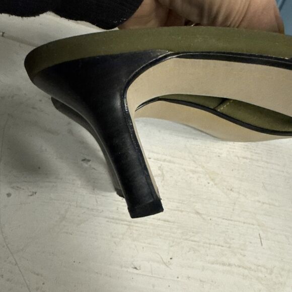 Women's Sz 8 Vintage LifeStride Lucinda‎ Olive Green Suede Leather Mules Heels L - Picture 7 of 8